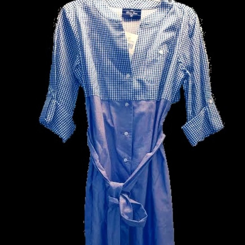 Button up Shirt Dress with Tie Lauren James